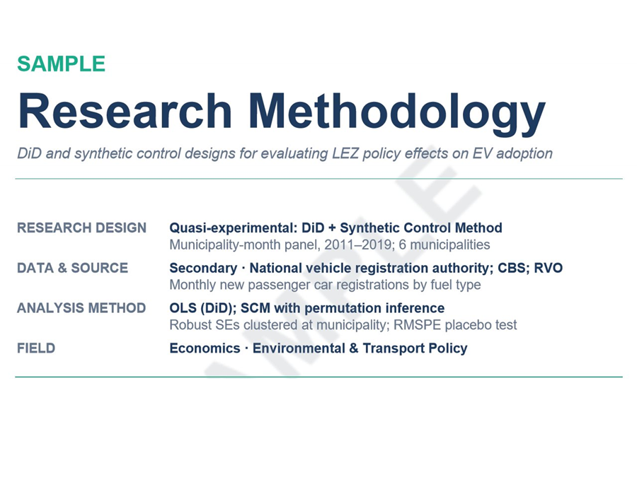 Sample research methodology — Difference-in-Differences and synthetic control design